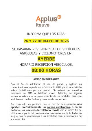 Imagen Aviso inspección técnica de vehículos agrícolas y ciclomotores
